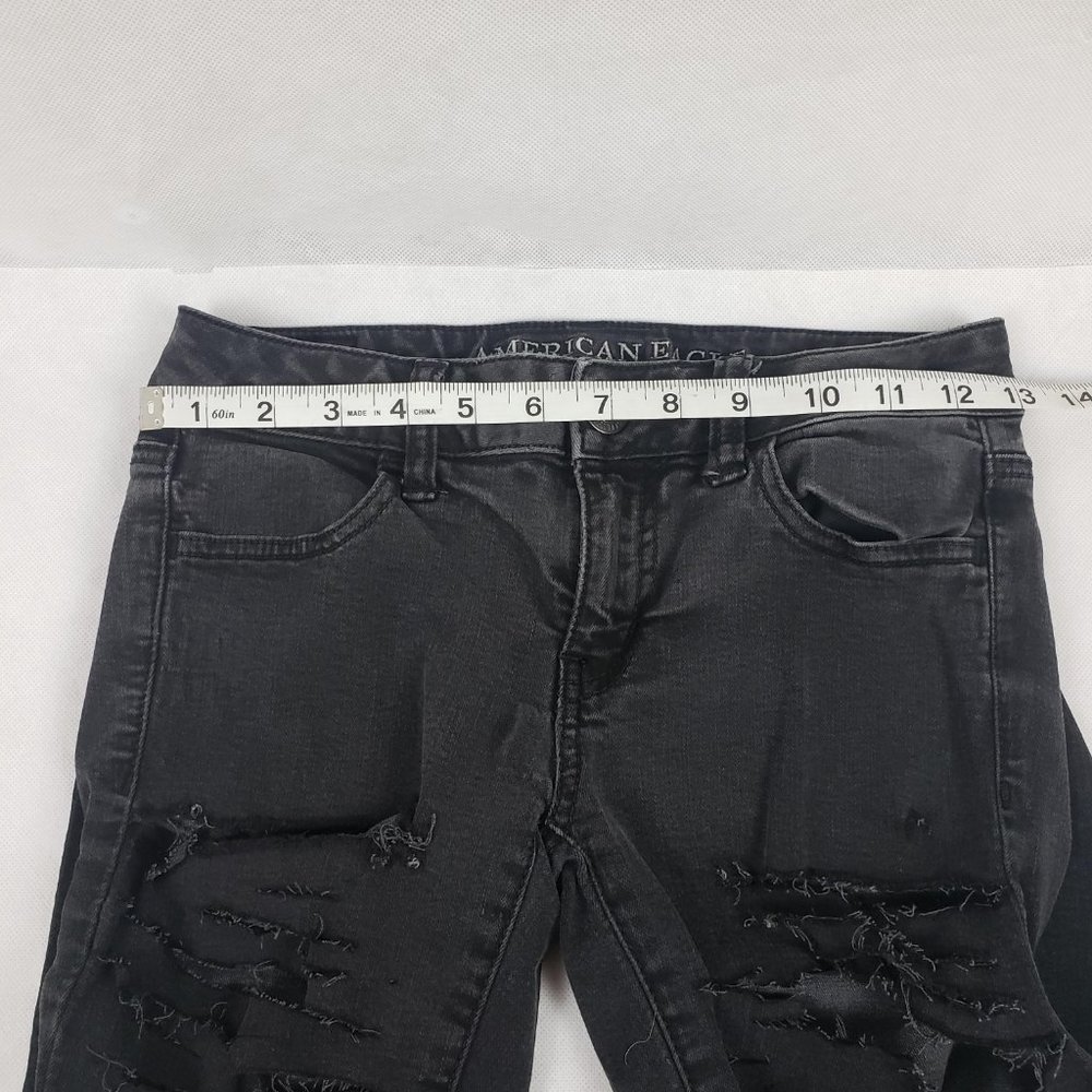 American eagle distressed black jeggings size 2 - Picture 2 of 5